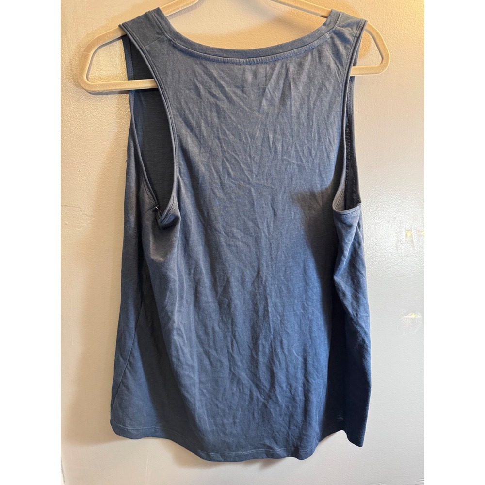 SO Goods For Life Womens XL Blue V-Neck Front Knot Pocket Tank Top Slub Knit